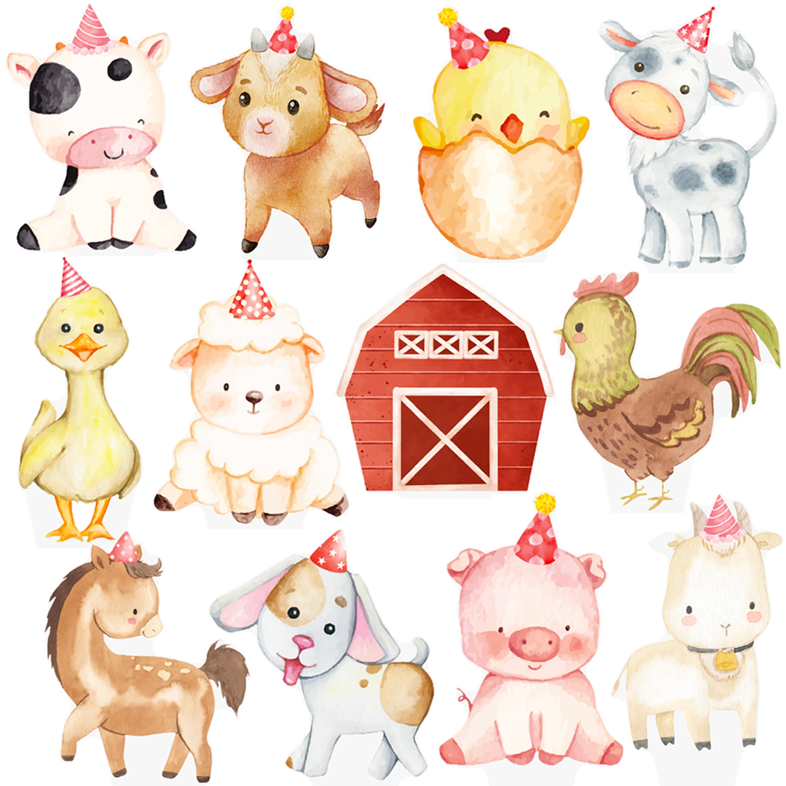 iPartyFun 48Pcs Farm Animal Cupcake Toppers Farm Birthday Party Decoration Farm Theme Cupckae Toppers for Barnyard Party Farm Animal Birthday Baby