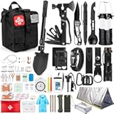 Survival Kit&comma; 250Pcs Survival Gear First Aid Kit with Molle System Compatible Bag and Emergency Tent&comma; Emergency Kit for Earthquake&comma; Outdoor Adventure&comma; Hiking&comma; Hunting&comma; Gifts for Men Women