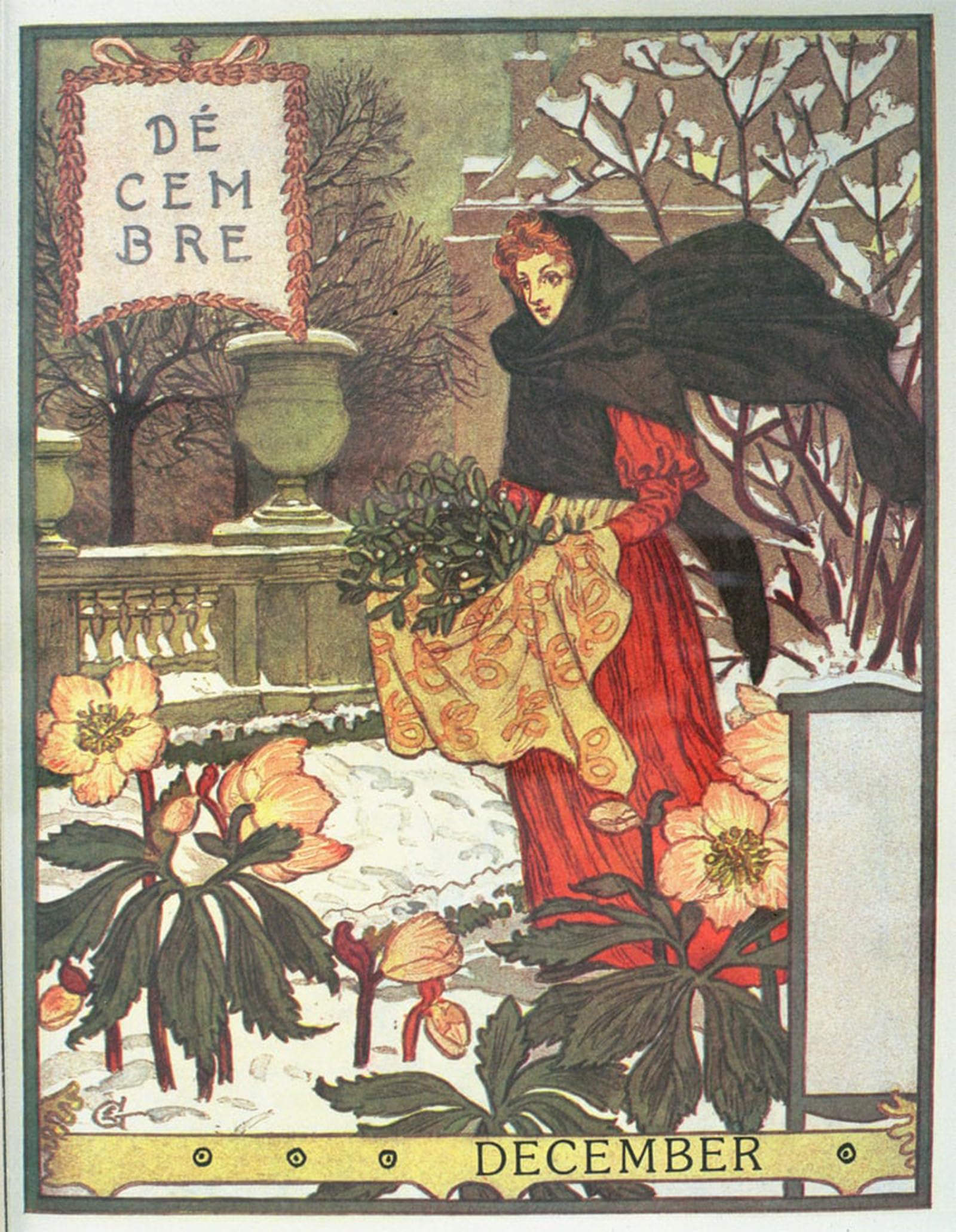 POSTERIIk Famous Print Pop Art Wall Art Graffiti December Winter Flowers by Eugene Grasset Art Prints for Home Decor 60x90cm