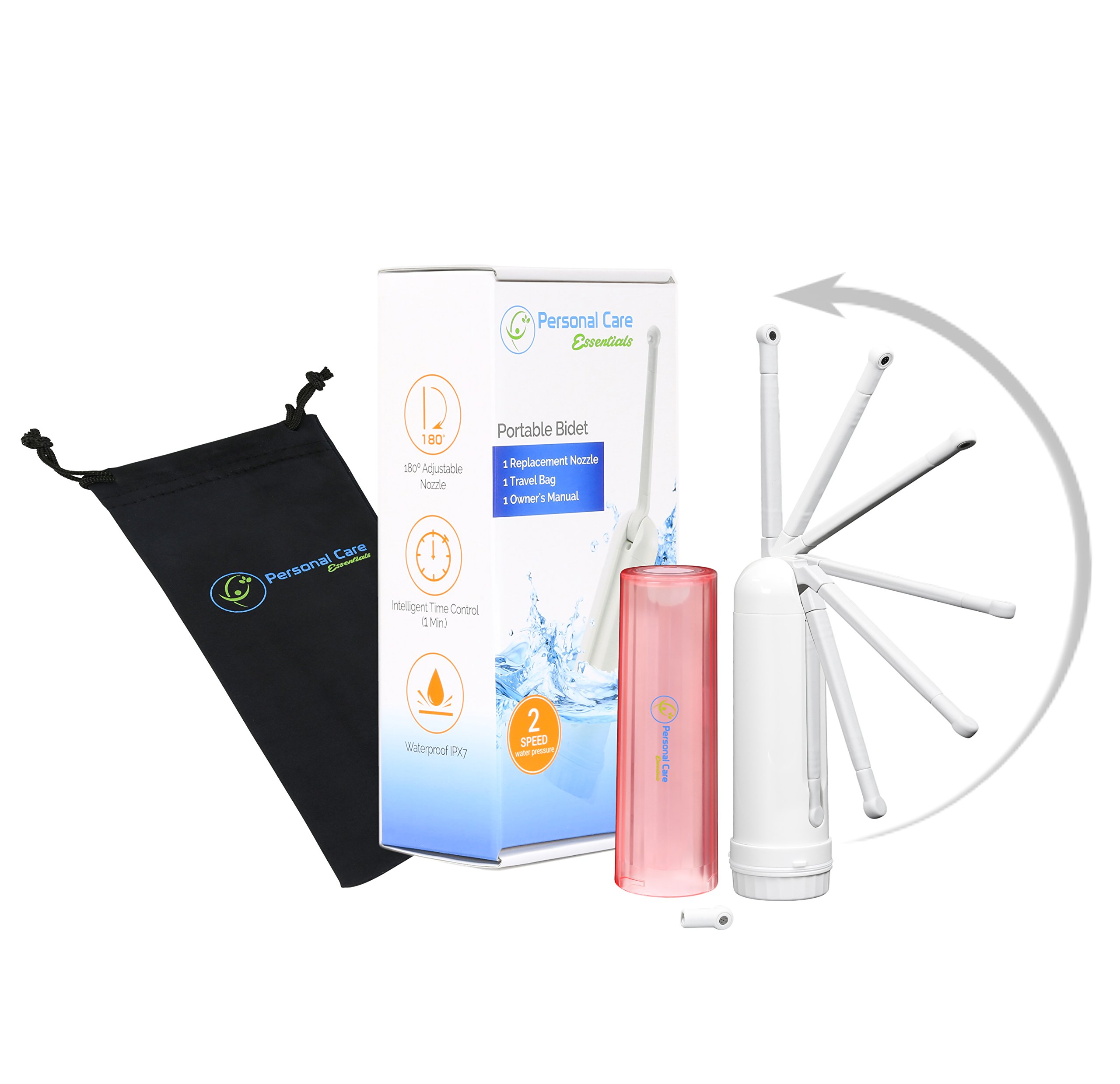 Feminine Hygiene Kit - Includes Personal Bidet Sprayer with Adjustable Nozzle, Replacement Nozzle, and Travel Bag - 1 Year Warranty