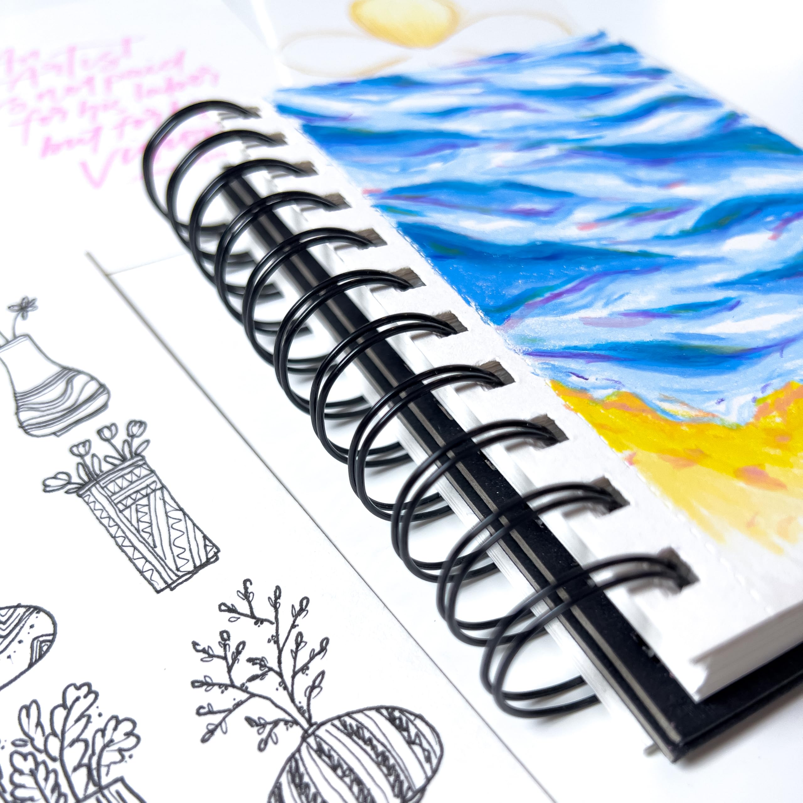 Elements A6 Wire-O White Sheets Art Sketch Book, Hard Cover, 180gsm Cartridge Paper, 50 Perforated Sheets - Image 4