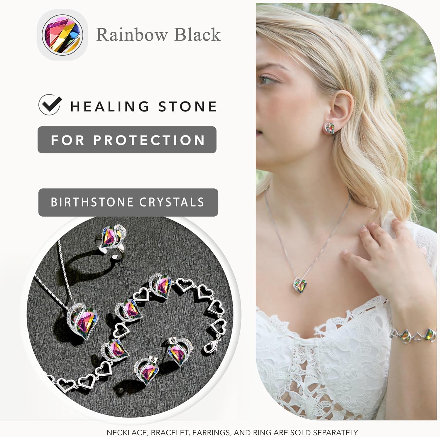 Leafael Infinity love Heart Birthstone Stud Earrings for Women, Valentine's Day Gifts for Mom, Wife, and Her, Silver Plated Birthday Jewelry - Image 4