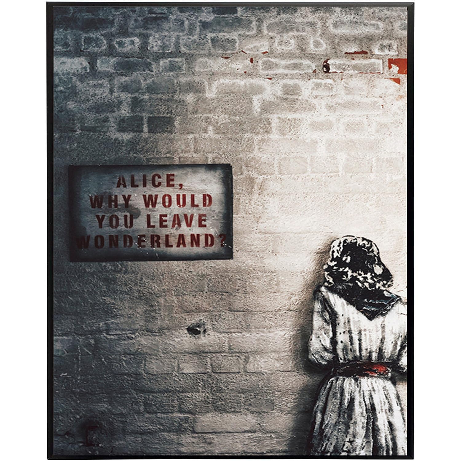 DQTUYIOP Banksy Canvas Wall Art for Living Room Alice Wonderland Frameless 60x80cm Banksy Graffiti Art Abstract Canvas Painting Modern Urban Posters and Prints for Bedroom Office Home Decoration