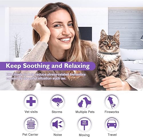 Miniatura 10 de Paquete de 3 collares calmantes para gatos y gatitos, collar de feromonas eficiente, alivia la ansiedad, estrés, feromonas calmante, relajante,