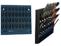 Wall Mounted Drill Bit and Driver Organizer, Sleek Low Profile Design, Workshop Organization, Shop Owner tools, Holds 34 Drivers, Power Tool Gifts, Drill Accessory, Black, Made In Texas, 1 pc