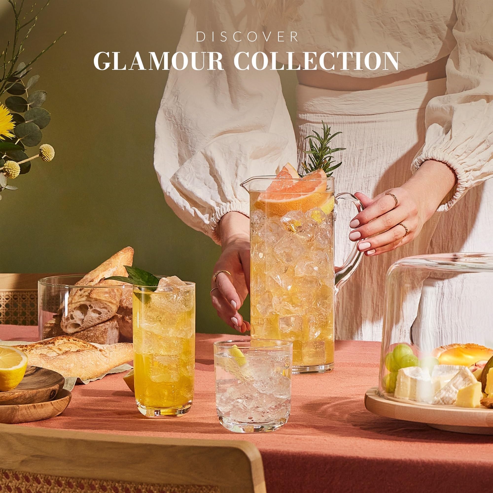 Krosno Salatschüssel Glas, 24 cm, Glamour Kollektion | Bleifreies Kristallglas Schüssel für Antipasti, Desserts und Salat, Süßigkeiten und Snacks, Handgefertigt