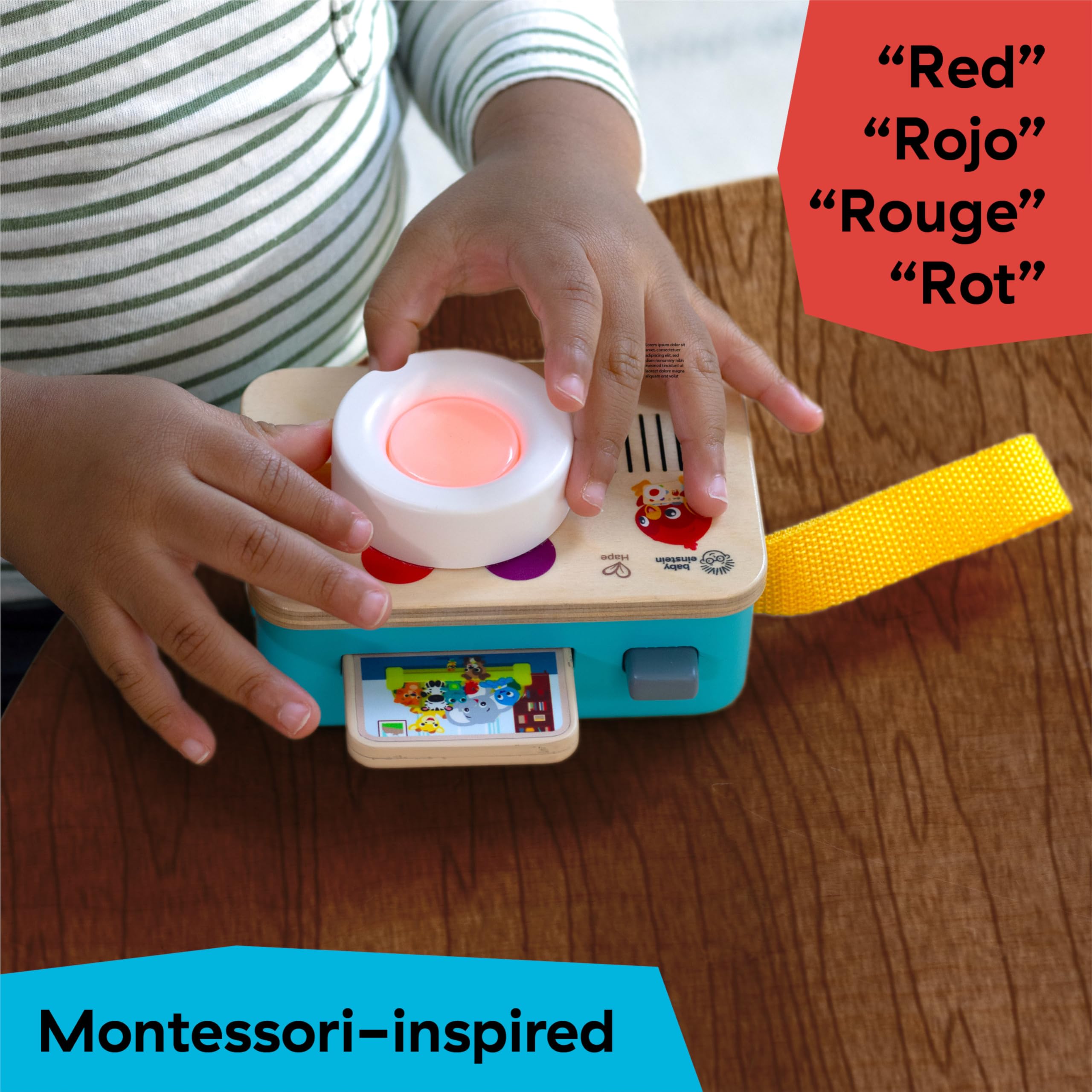 Baby Einstein, Hape, Fotocamera Giocattolo Learning Lens per Il Gioco di finzione, 6+ Mesi