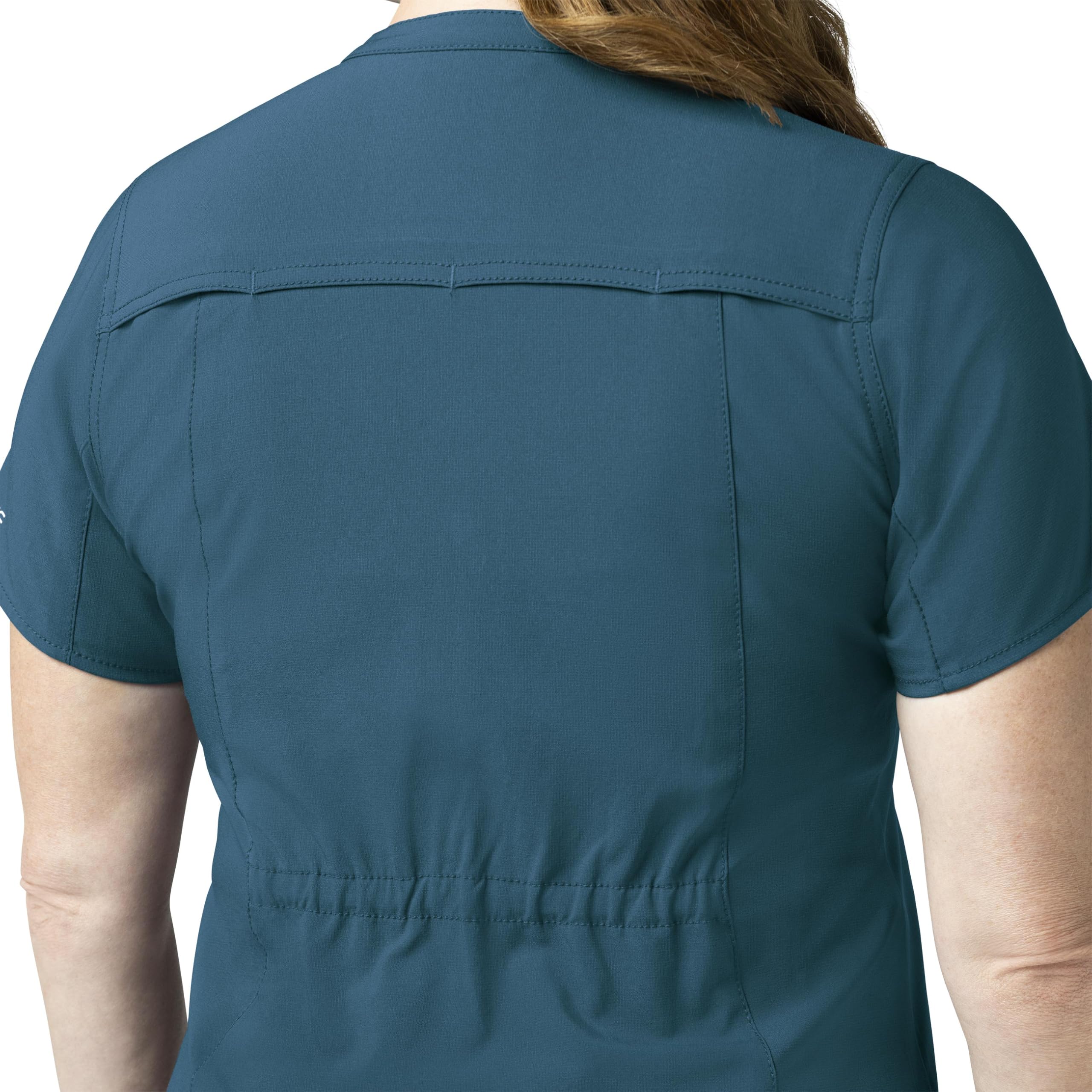 Carhartt Cross-Flex Scrubs for Women, Henley Tunic Scrub Top - Caribbean Blue, XS