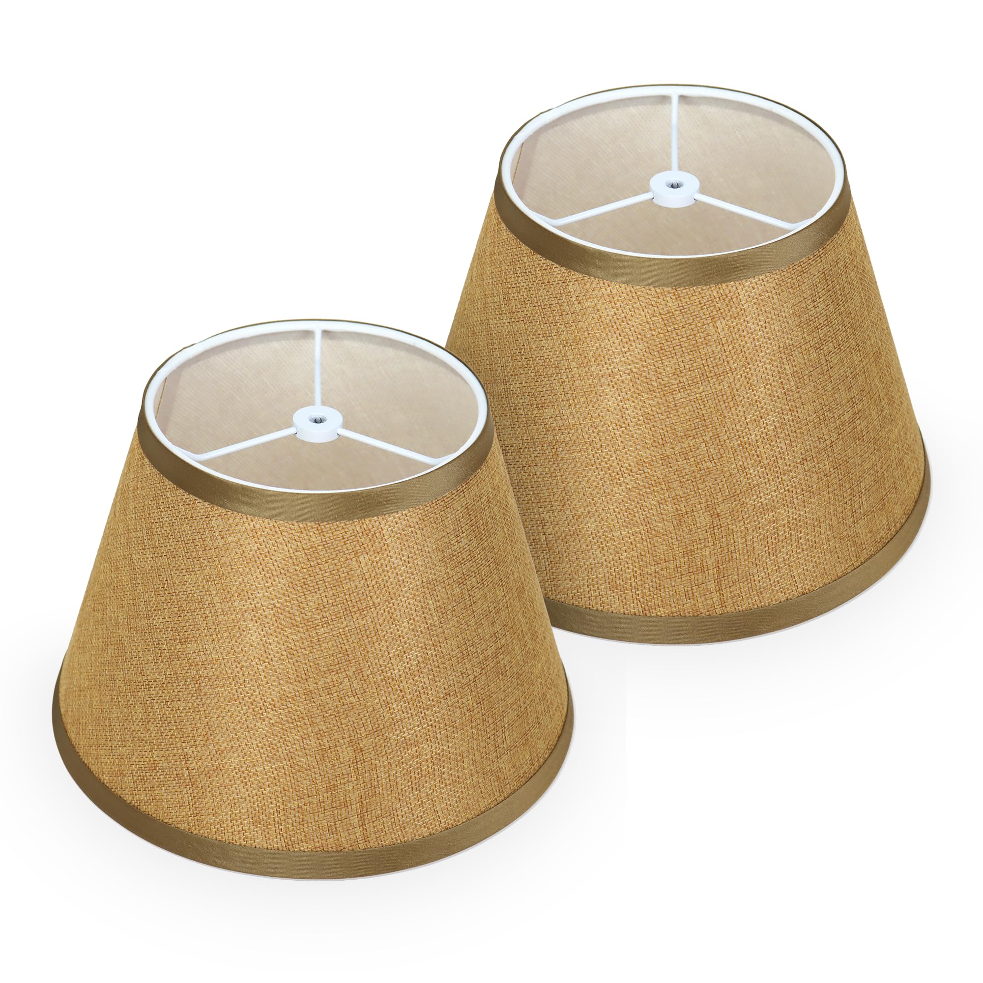 2 paralumi in lino marrone, 15,2 x 25,4 x 17,8 cm, paralume DOLOOTA per lampade da tavolo, da terra e da parete, design Spider Fitter, senza assemblaggio, paralume di ricambio impero per decorazione