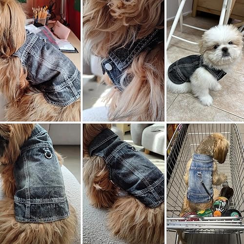 Miniatura 3 de Chaqueta de mezclilla para perro, abrigo de mezclilla azul fresco para niñas pequeñas y medianas y perros, ropa para cachorros, chaleco cómodo con