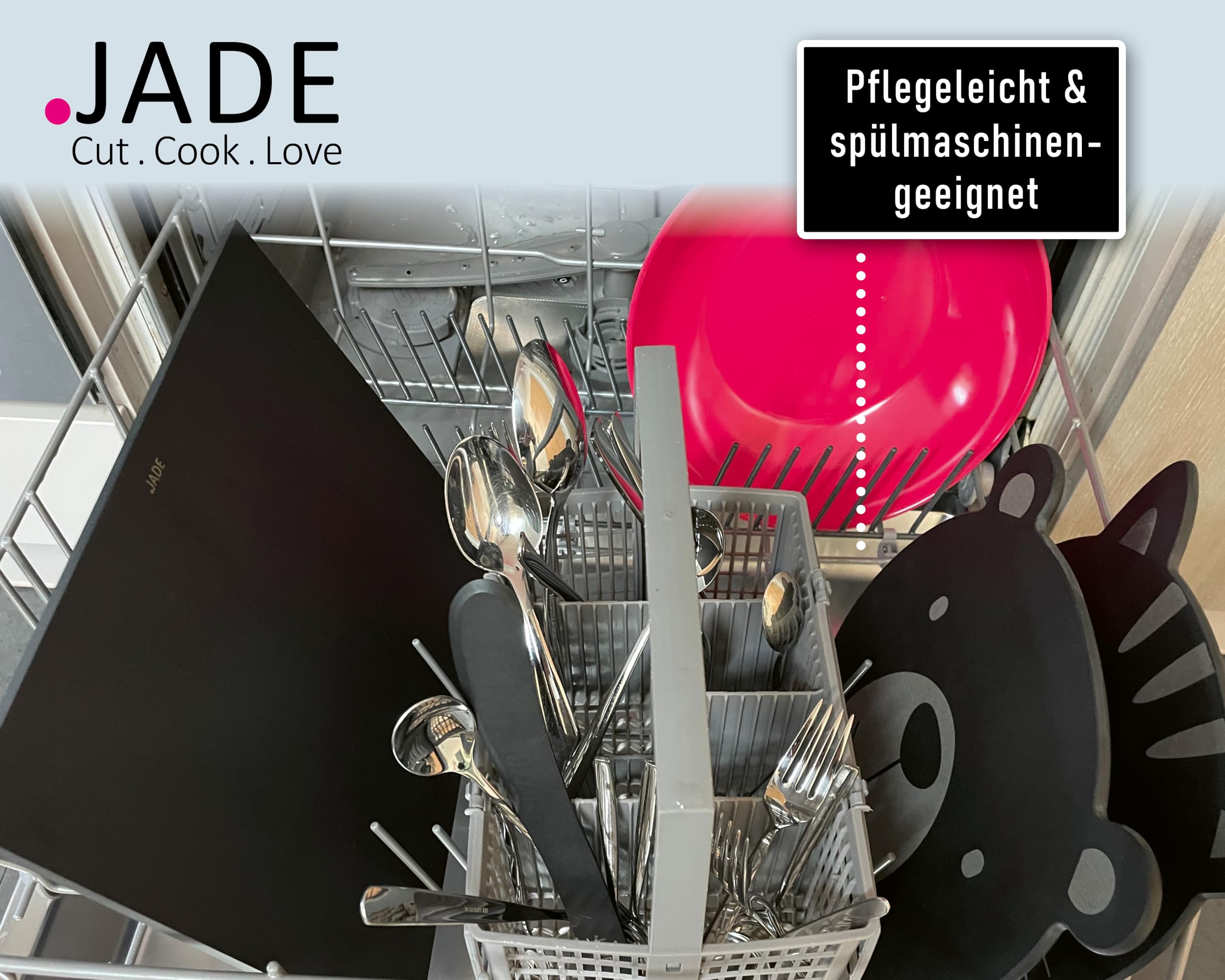 JADE Servier-/Schneidebrett "Pizza", Zellulose-Laminat, spülmaschinenfest, hygienisch, messerschonend, extrem robust, hitzebeständig bis 176°C, Aufhängeöse, praktischer Griff, BPA-frei