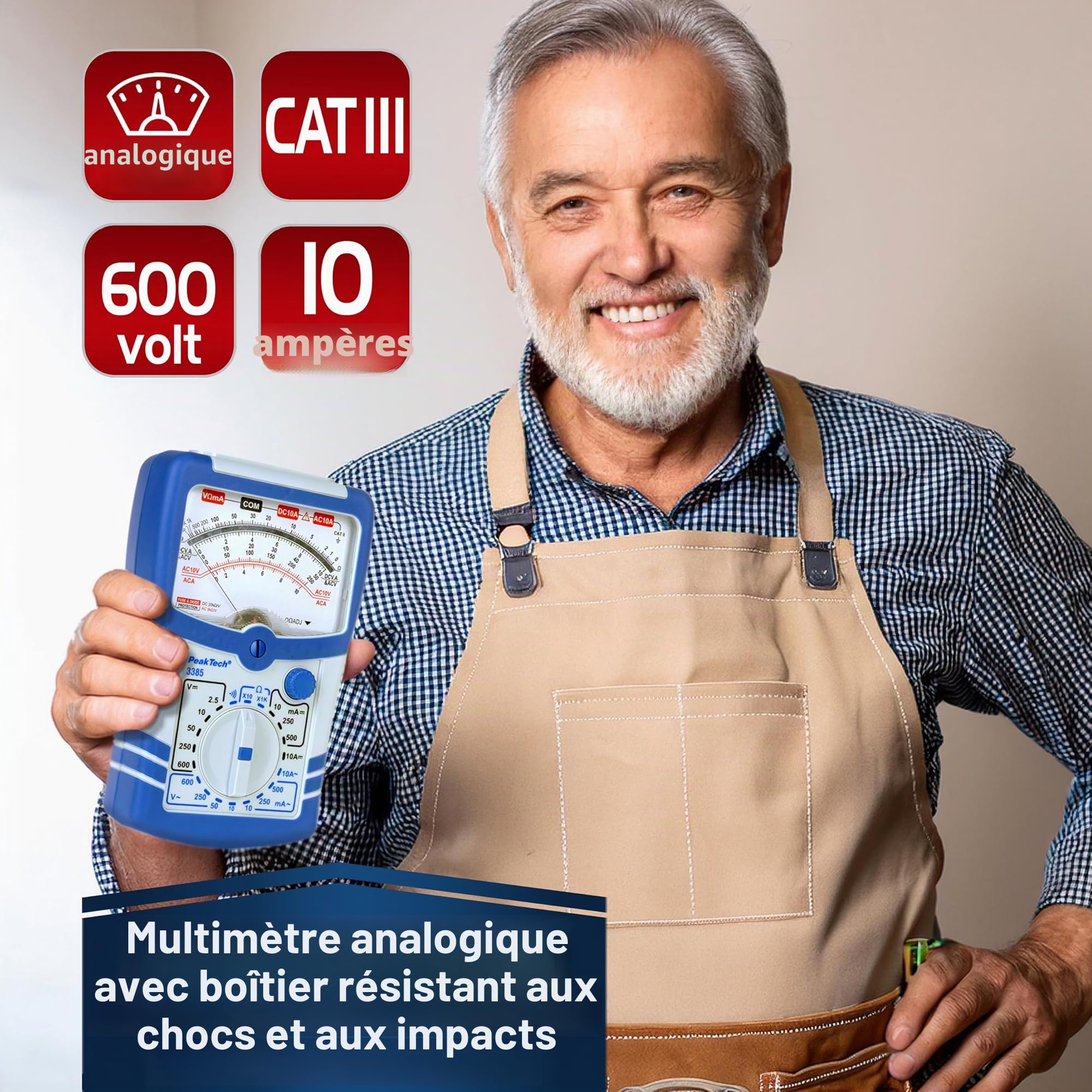 PeakTech P 3385 Multimètre analogique 600V AC DC 10A