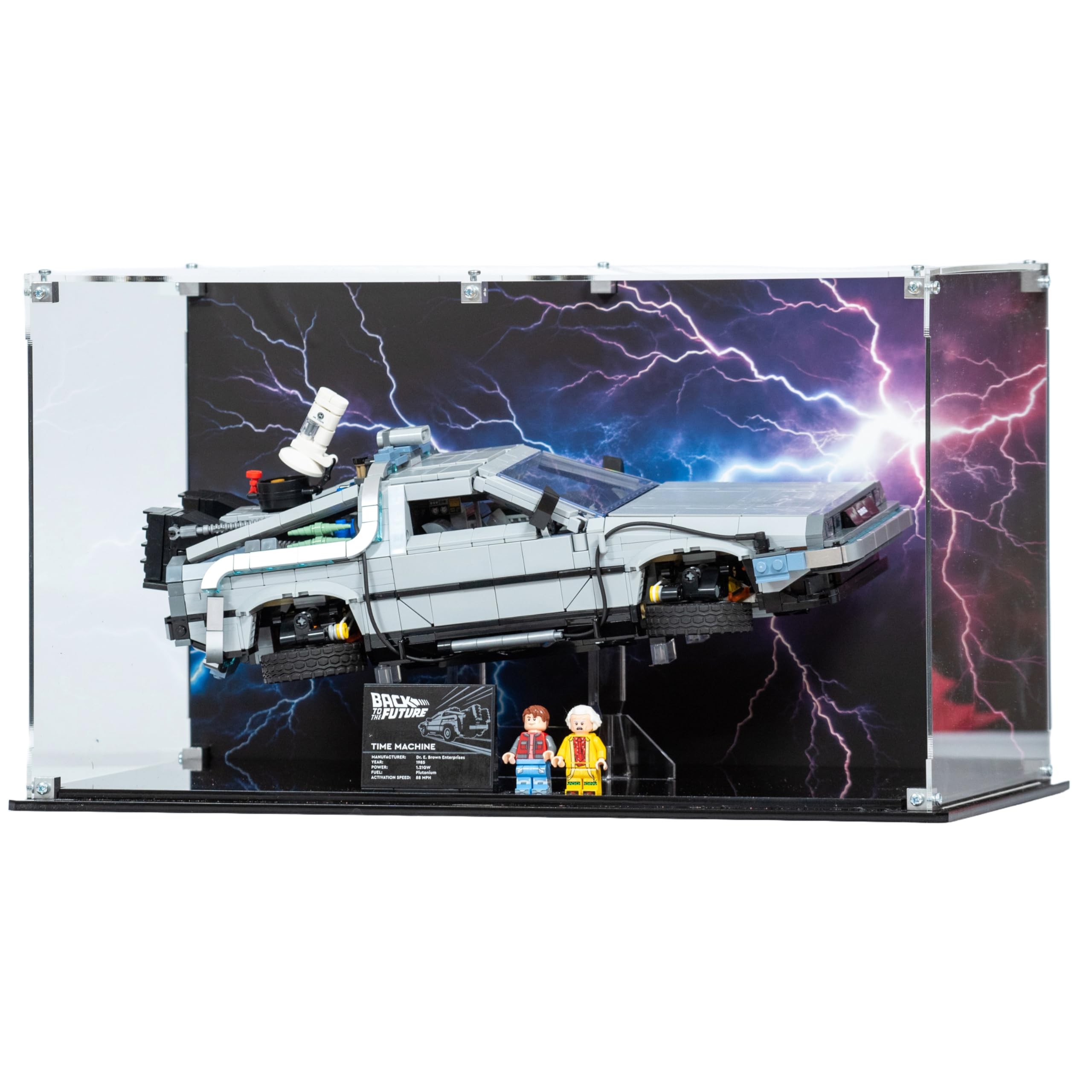 Acrylic Display Case compatible with LEGO® Back to the Future Time Machine (10300) (Clear Back Panel)