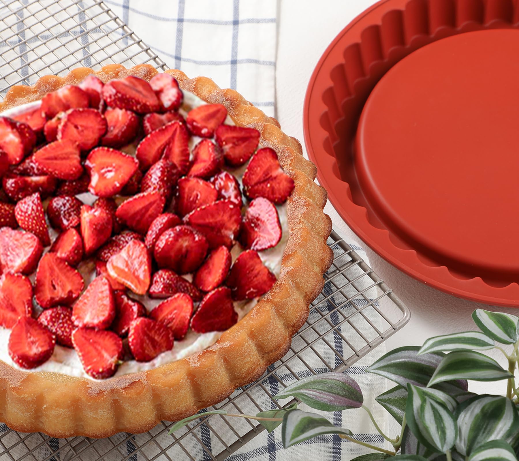 webake Moule à tarte 28 cm en silicone pour tarte aux fruits, fond de gâteau, fonds de gâteau, 1 pièce