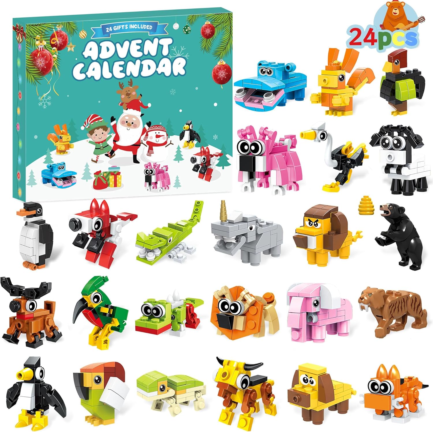 Animal Building Blocks Advent Calendar 24 Pack Animals