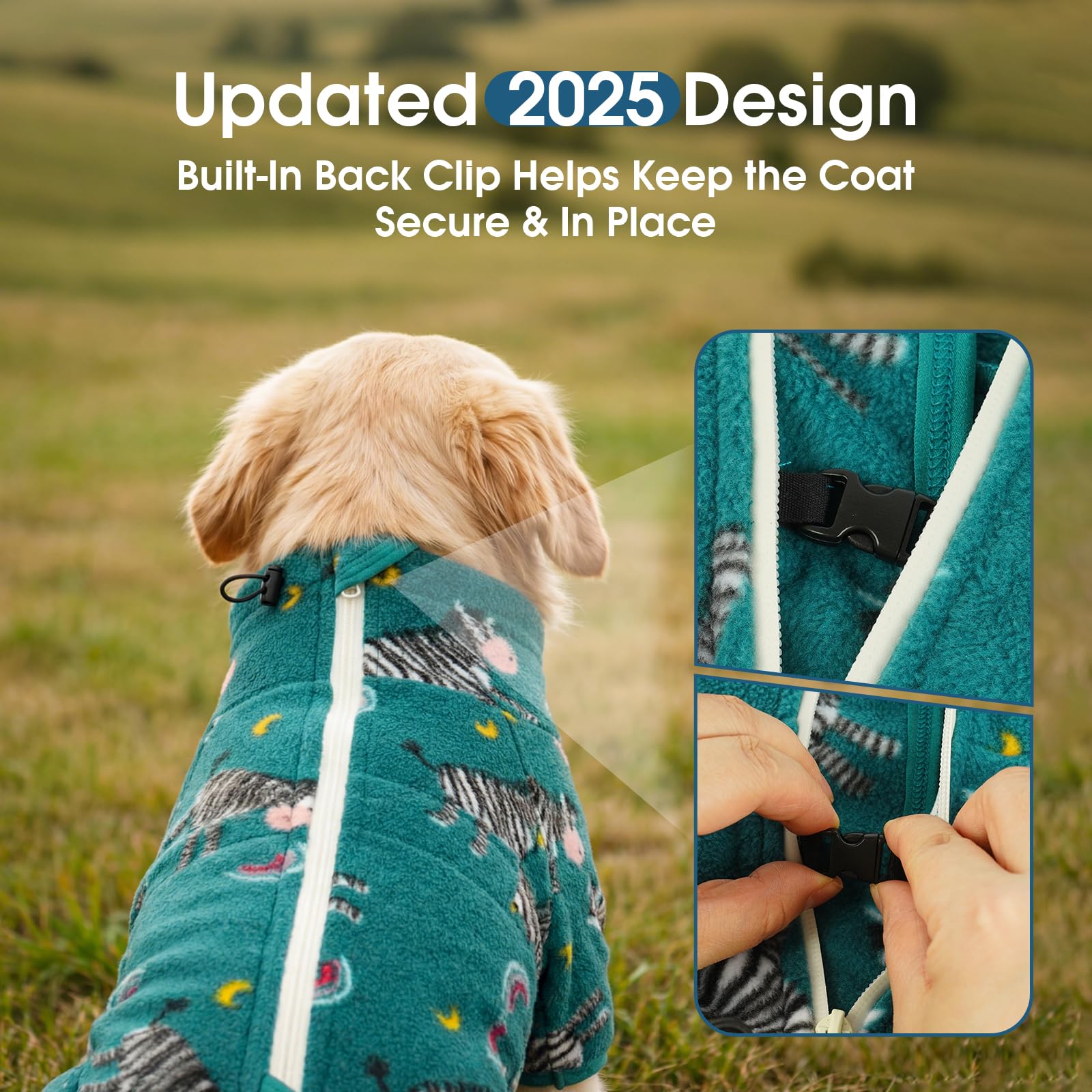 ROZKITCH Abrigo de invierno para perro, pijama de forro polar suave, resistente al viento, chaqueta cálida para clima frío, chaleco acogedor, ropa para perros pequeños, medianos y grandes, caminar,