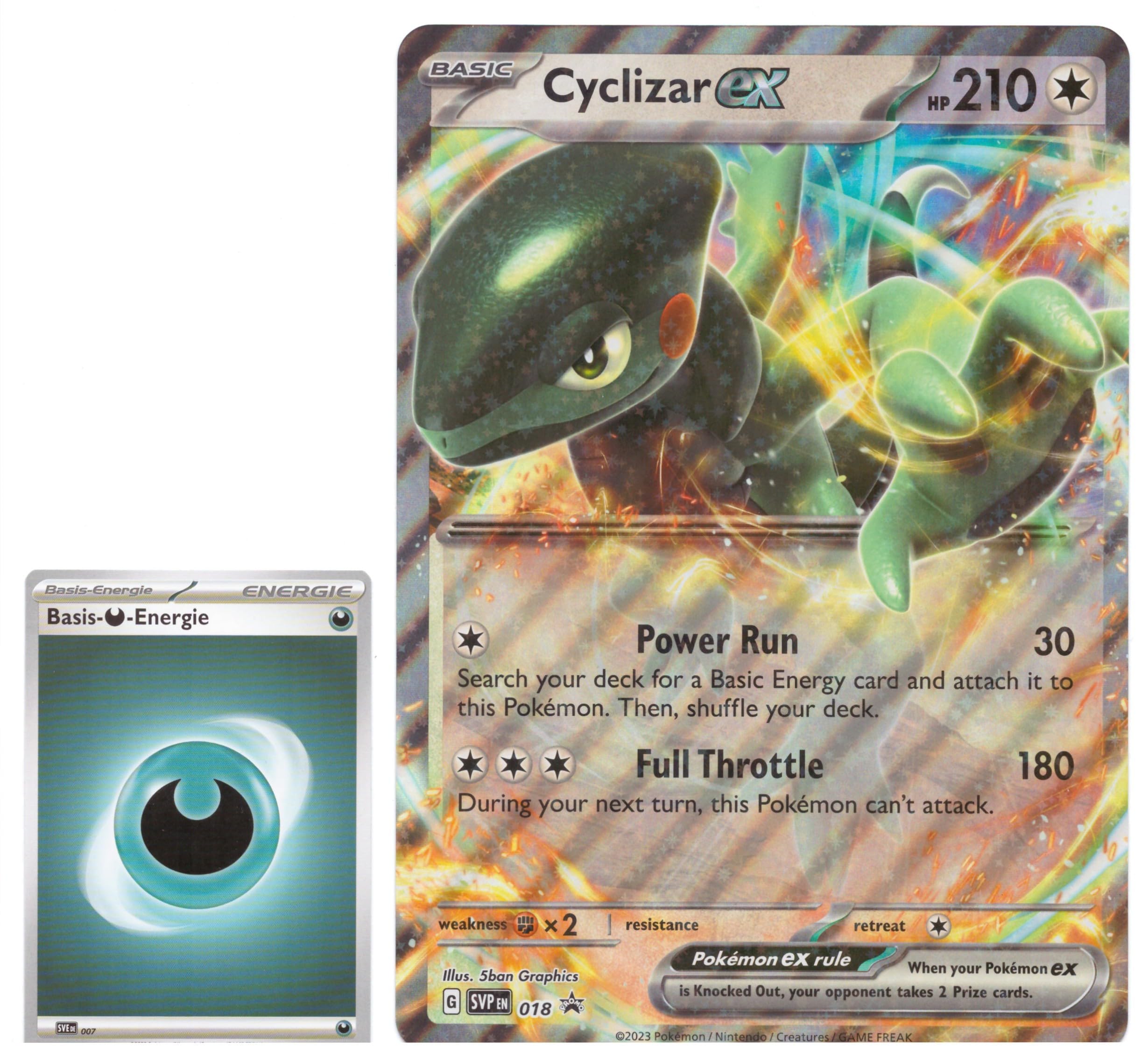 BB-Toy-Trades PKM Trading Card XXL Black Star Promo Card Cyclizar ex SVP 018 - English - Fullart Holo Mega Jumbo Oversize Single Card with BB-Toy-Trades Sleeve (Cyclizar ex)