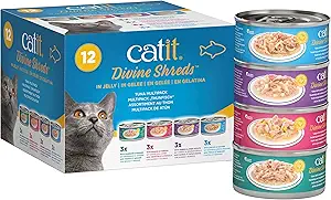 Catit Divine Shreds in Jelly, Premium Wet Cat Food, Tuna Multipack
