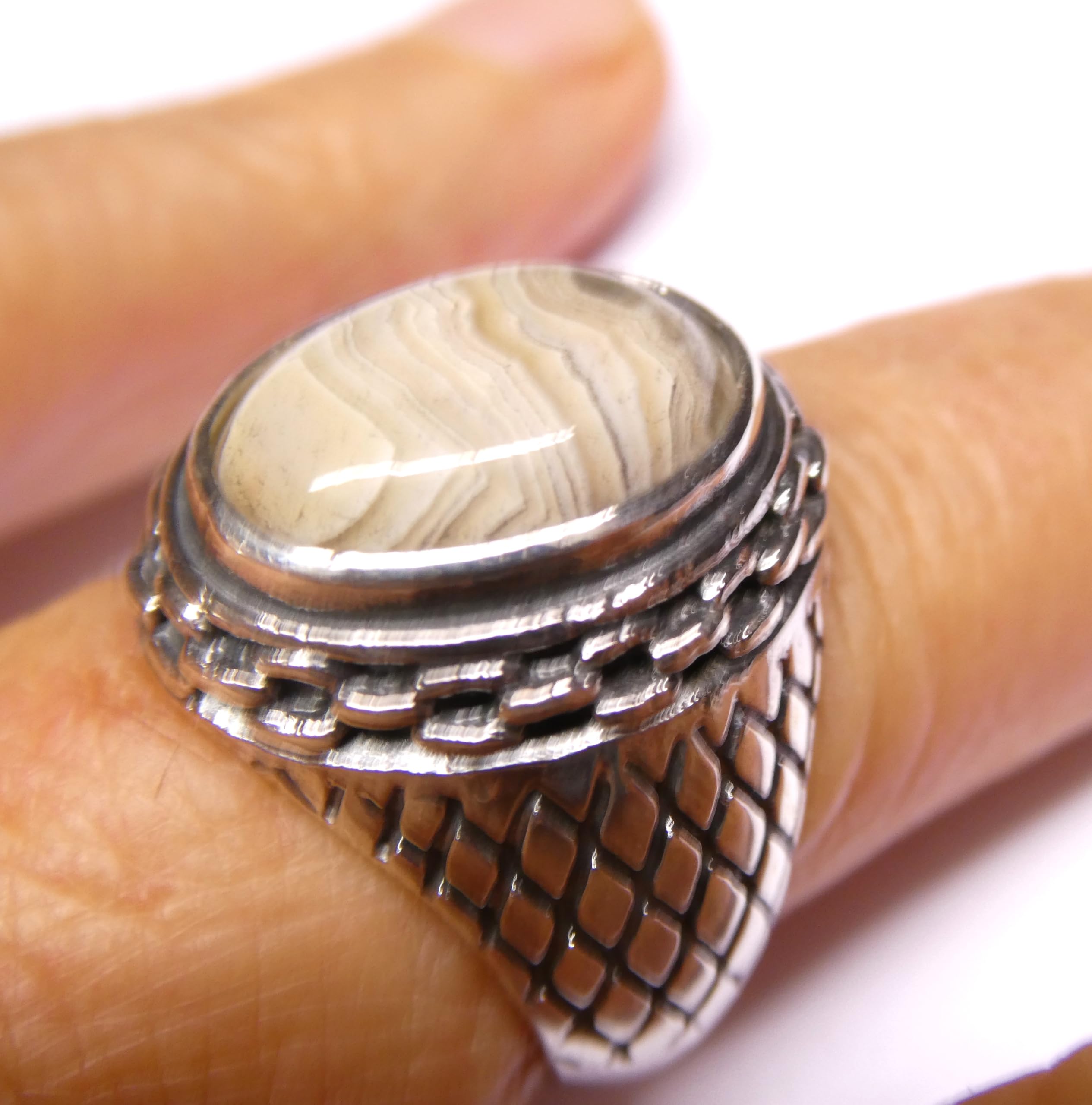 Anillo para hombre de plata de ley maciza, piedras de tamaño 60, piedra jaspe, para hombre, Plata de ley, labrarita