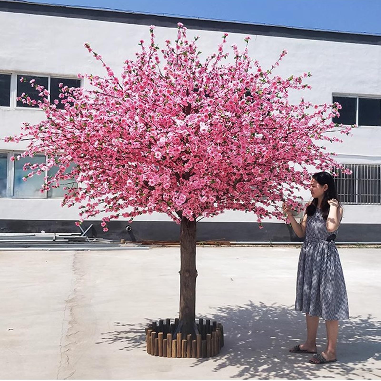 SCHYWL Encrypted simulation peach tree cherry tree, New Year decoration interior decoration wedding decoration wishing tree living room decoration tree(Round 1.5mx1m)