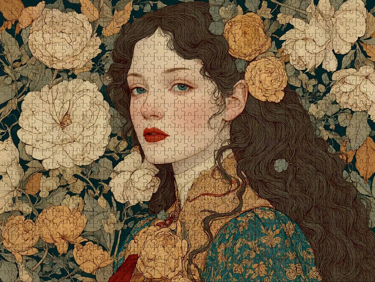 Kobieta Puzzle 5000 sztuk dla dorosłych, drewniane puzzle z pudełkiem 156x105cm, puzzle dla dorosłych o wysokiej trudności, DIY gra logiczna, kreatywna rozrywka, dekoracja letnia, (kwiat) 0-6772