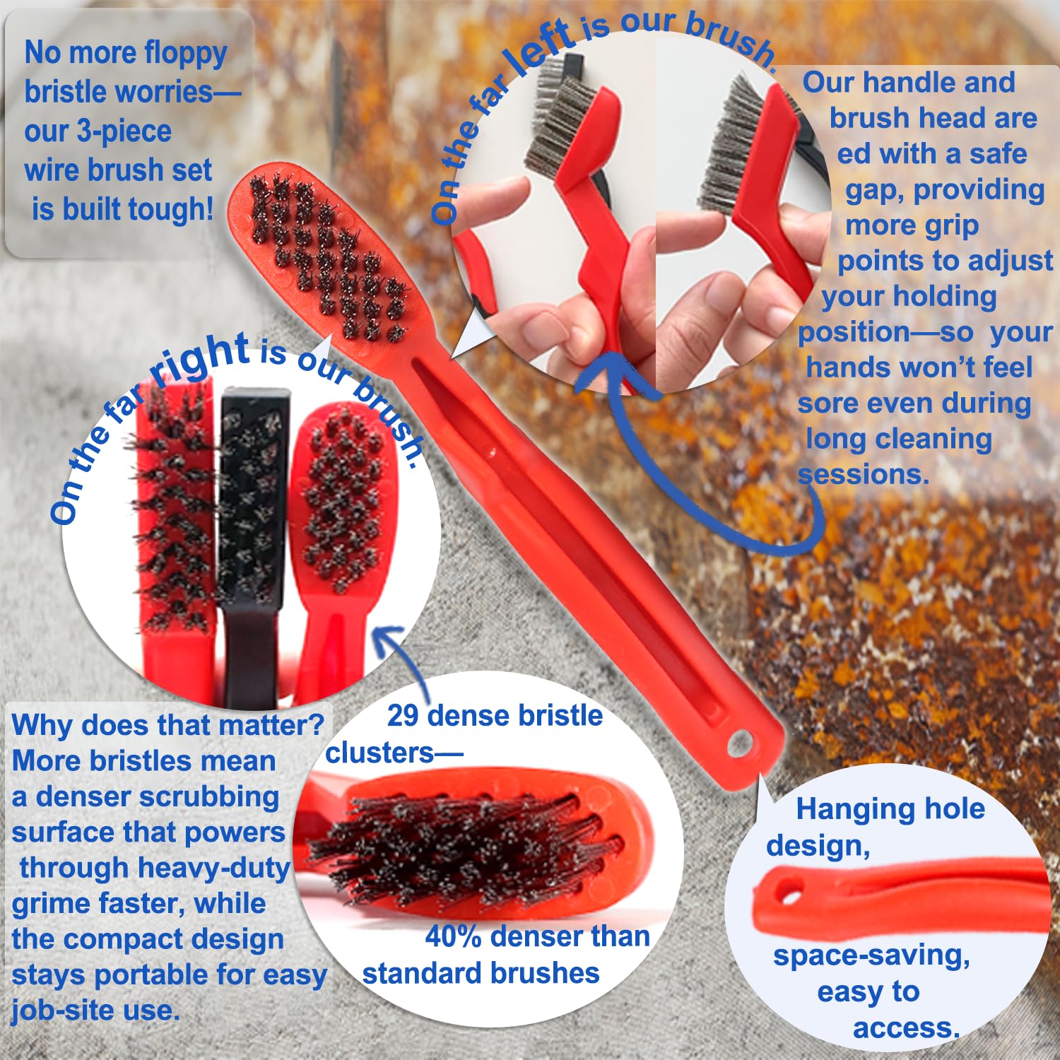 GOLDEN SMILE Wire Brushes - Heavy Duty Cleaning -3