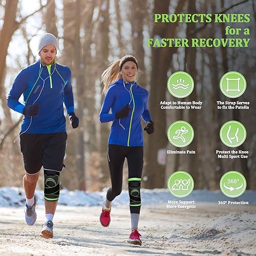 Miniatura 6 de ZJMQJ Rodillera profesional con correas ajustables extraíbles, soporte de compresión premium para dolor de artritis, seguridad para correr,