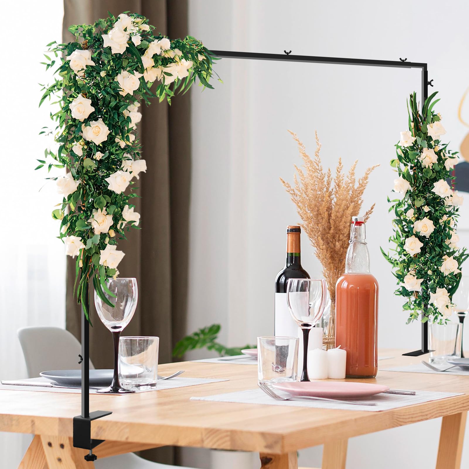 Soporte Arco Para Mesa – Estructura Metálica De 280x100 Cm Con Abrazaderas – Para Globos, Guirnaldas Y Luces – Decoración Bodas Y Fiestas