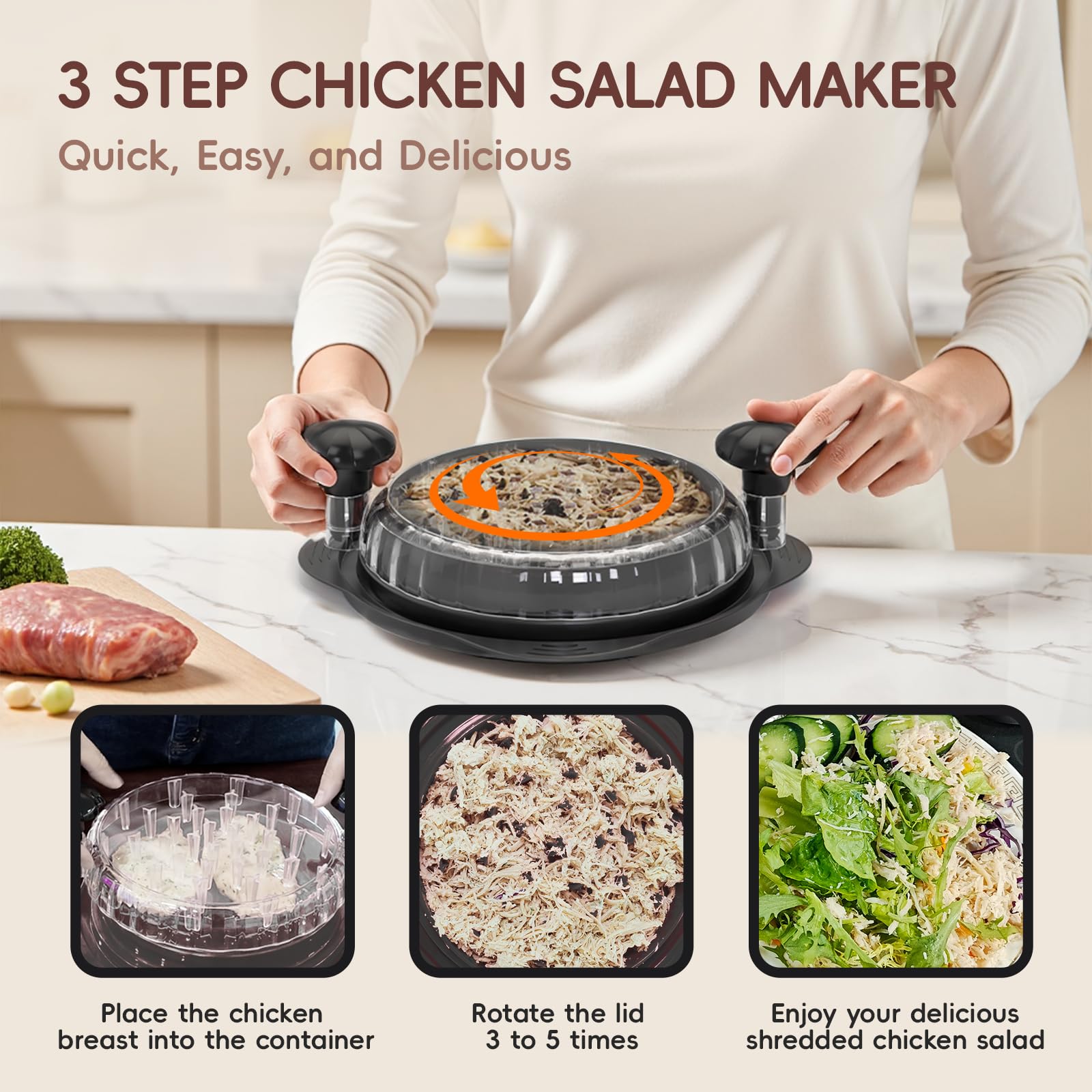 Trituradora de pollo de 11.5 pulgadas, trituradora de carne profesional grande con mango ergonómico, base antideslizante fuerte, apto para lavavajillas, molinillo de pollo de cocina para 6