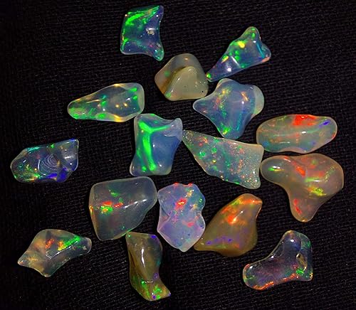 Miniatura 2 de 065 a 165 quilates lote de 16 unidades natural etíope arco iris ópalo blanco fuego sin cortar piedra preciosa certificada ideal para uso en joyas