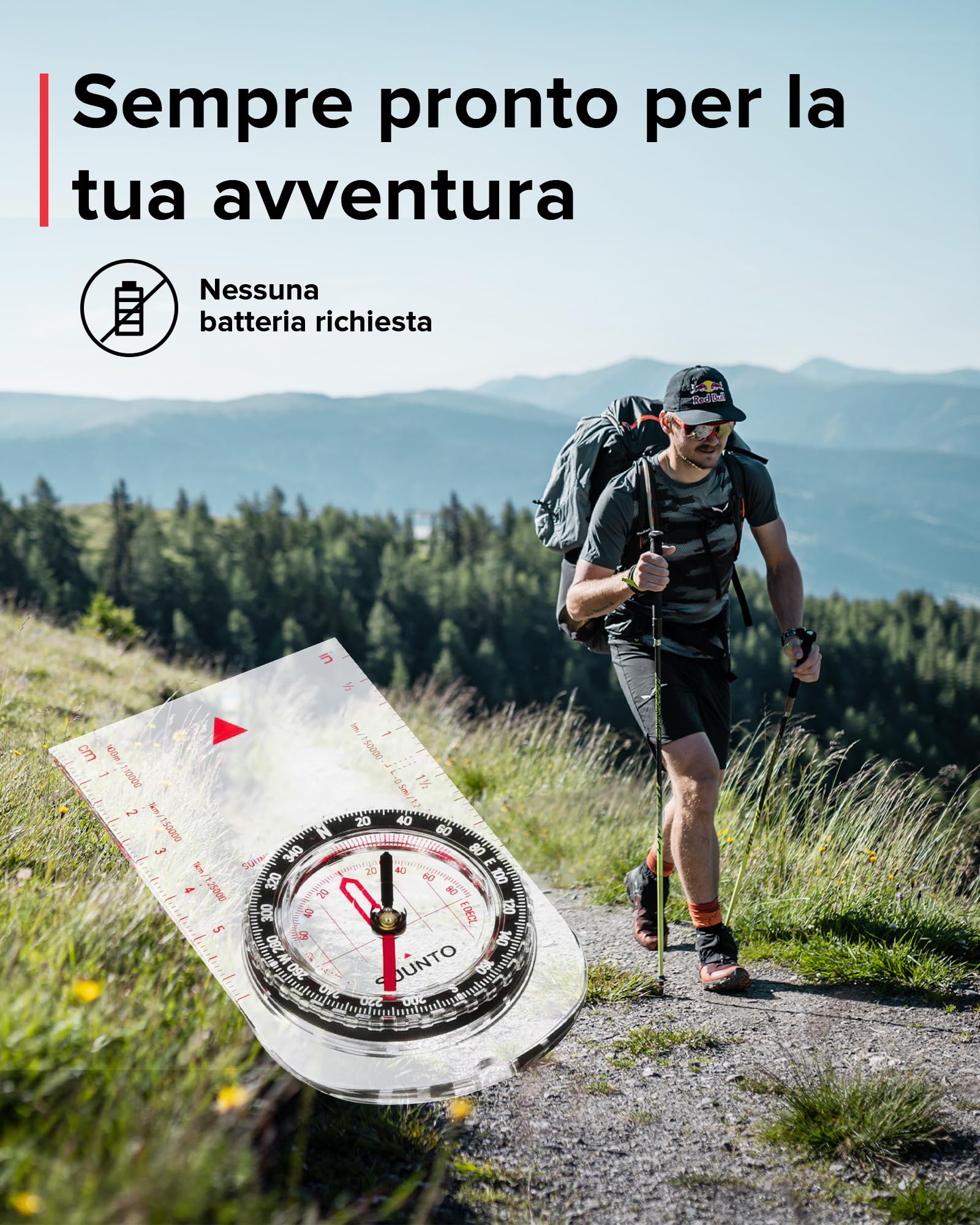 SUUNTO A-10 Bussola Robusta Navigazione Professionale, Compass Multifunzione con Laccetto e Piastra, Correzione Declinazione Regolabile, Impermeabile, per Campeggio Escursioni e all’orienteering