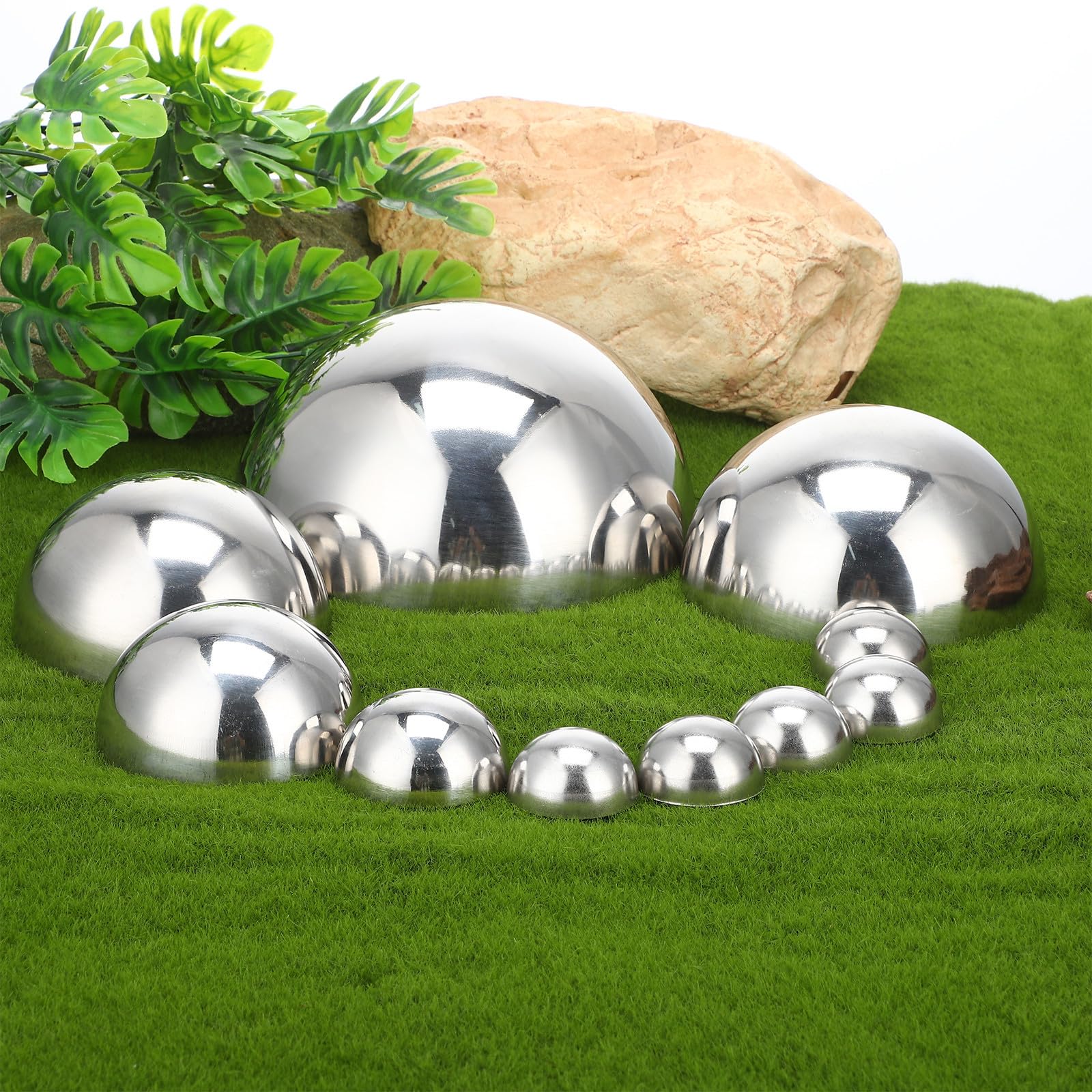 BESPORTBLE Bola de Espejo de Acero Inoxidable Pulido Forma de Media Esfera, Resistente Intemperie para Decoración de Jardín y Uso en Exteriores