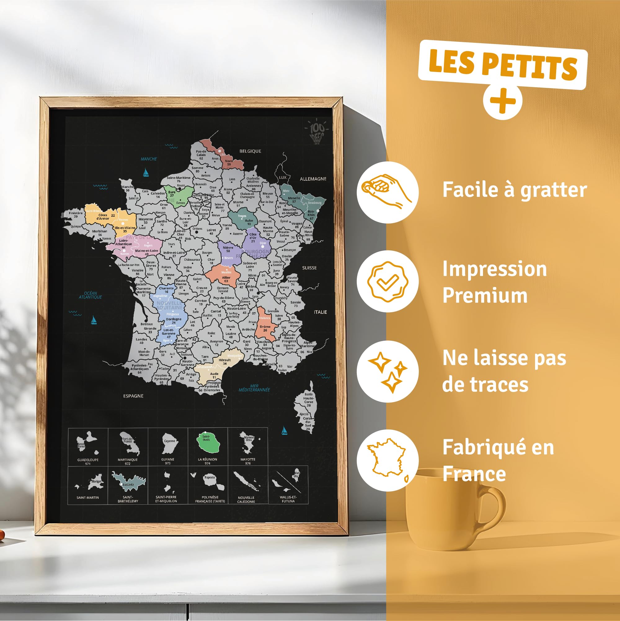 Carte de France - Affiche à gratter