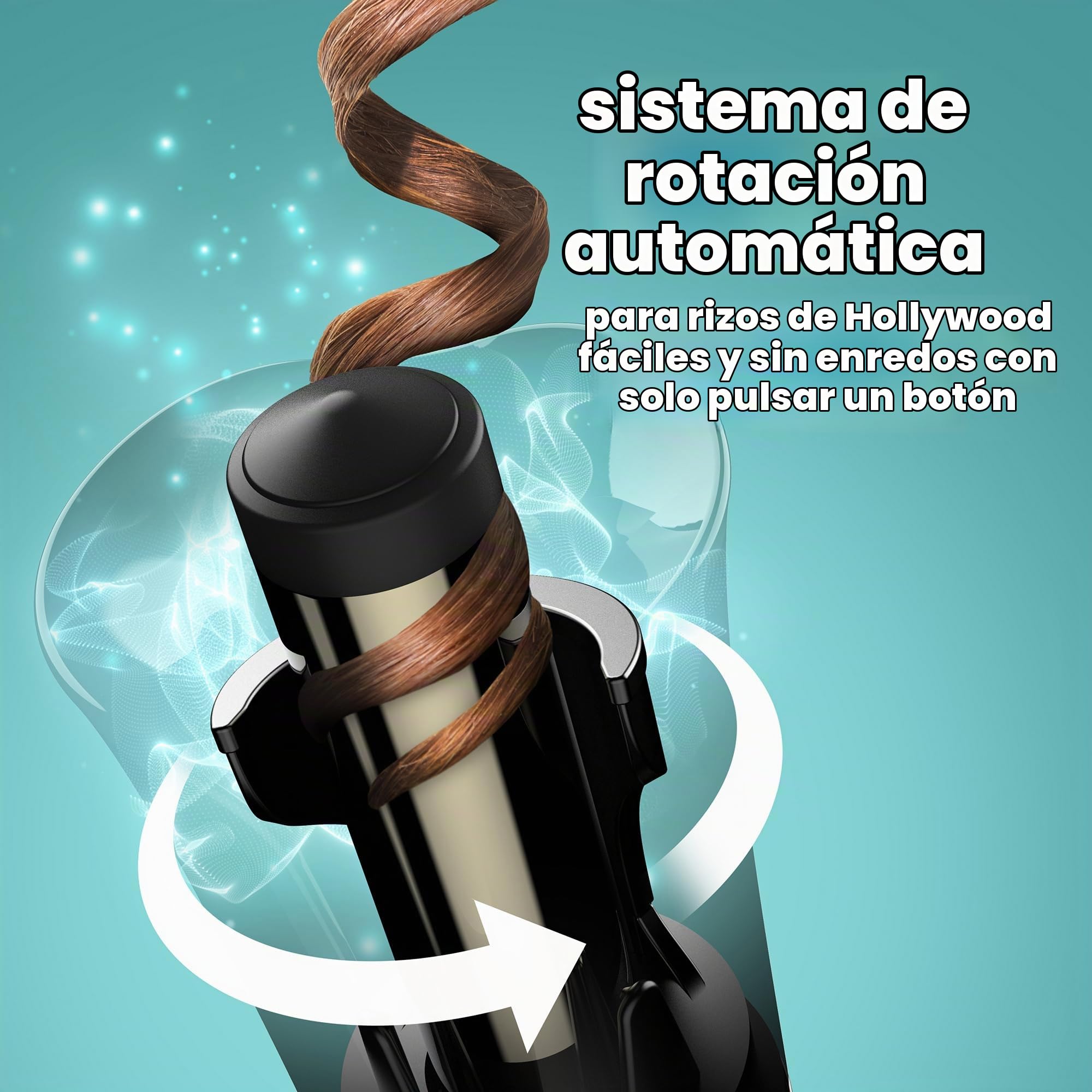 REVAMP Hollywood Curl Rizador Automático de Cerámica - Iónico | Antienredos, Barril de Cerámica, Rizos y Ondas de Playa, Tenacilla Rotatoria, Cabello Ondulado
