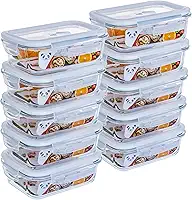 GATO PANDA Potes de Vidro Retangulares com Tampa Hermética, 640ml, Vidro Borossilicato, Kit com 4, 5, 6, 10 ou 12 Unidades (Branco)
