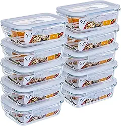 GATO PANDA Potes de Vidro Retangulares com Tampa Hermética, 640ml, Vidro Borossilicato, Kit com 4, 5, 6, 10 ou 12 Unidades (Branco)