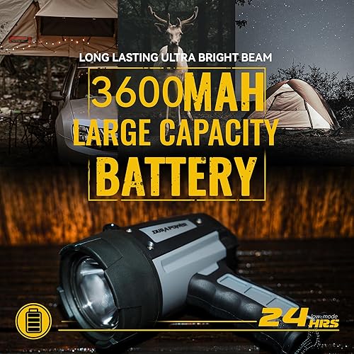 Miniatura 4 de Durapower Foco recargable, IP68 impermeable súper brillante proyector de mano, linterna de punto portátil LED de alto lumen para barco marino caza