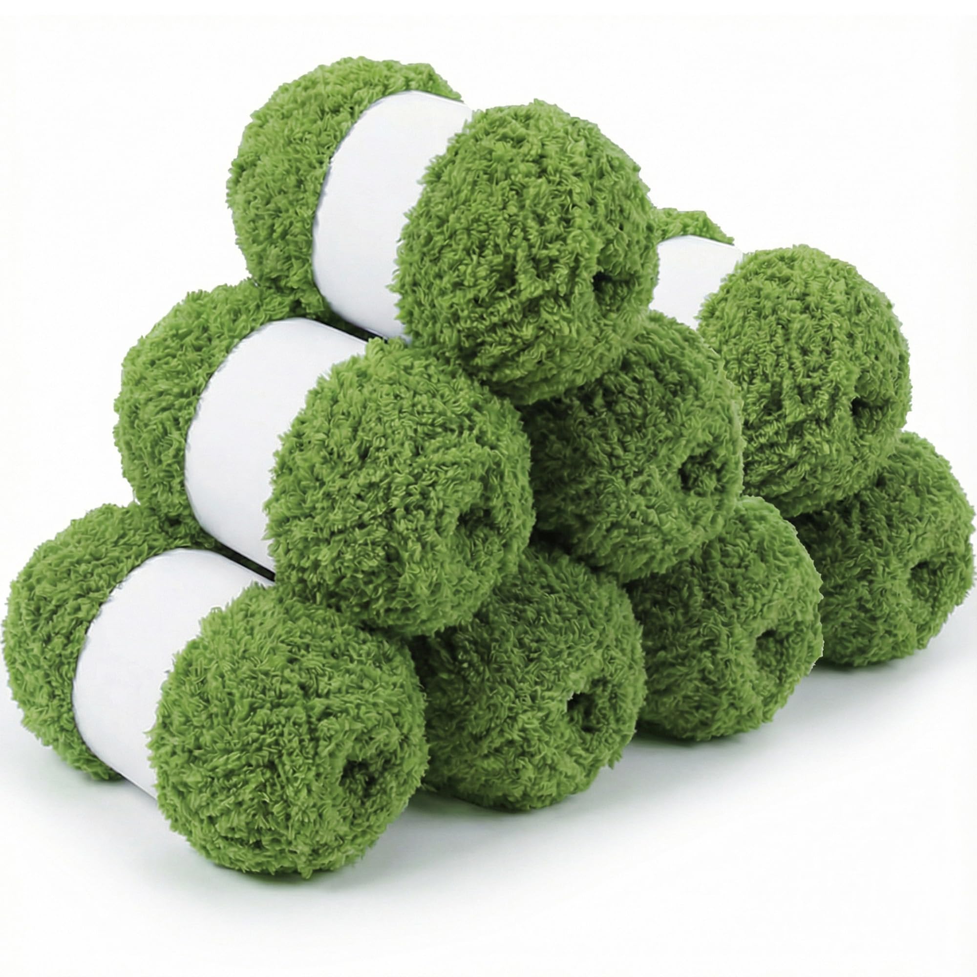 Lighterday Fluffy Yarn Set of 8×50g Chunky Yarn for Hand Knitting,Thick Fluffy Wool,Soft Chunky Wool for Crochet Blankets Scarves Hats Toys DIY Projects (8 Pack Grass Green)