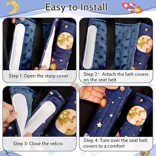 Miniatura 8 de Pea Pod Paquete de insertos de asiento de coche infantil y fundas de correa de asiento de automóvil, espacio exterior
