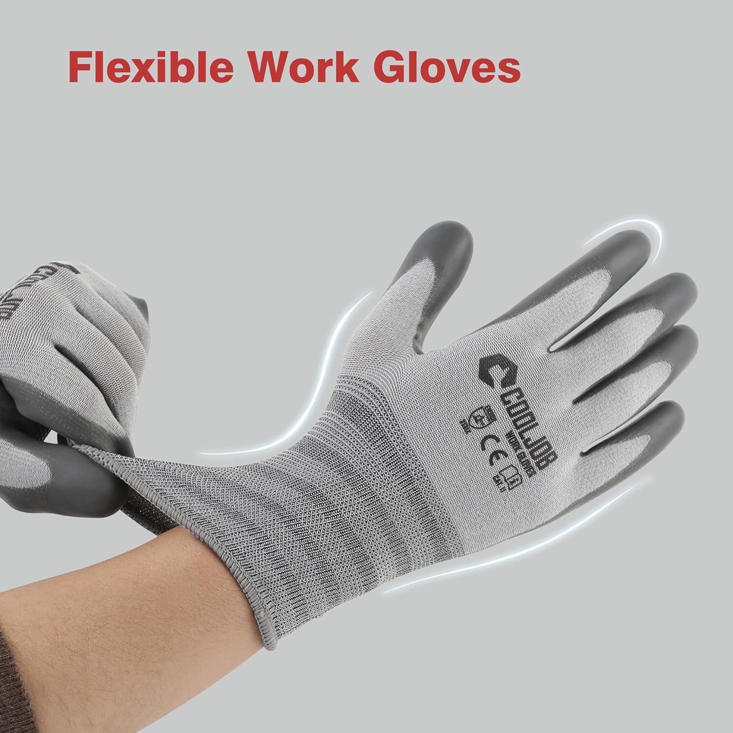 COOLJOB Work Gloves, Rubber Grip and Latex Coated, Non-Slip and High Dexterity, Honeycomb Grip, Delivery Gloves for Trucker, Box Handler, Carpenter, Gardener and Police Officer (Large, Pack of 3) - - 