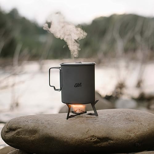 Miniatura 6 de Esbit Olla de cocina ultraligera de titanio de 25.4 fl oz (25 oz) con agarre con bisagras y bolsa de malla