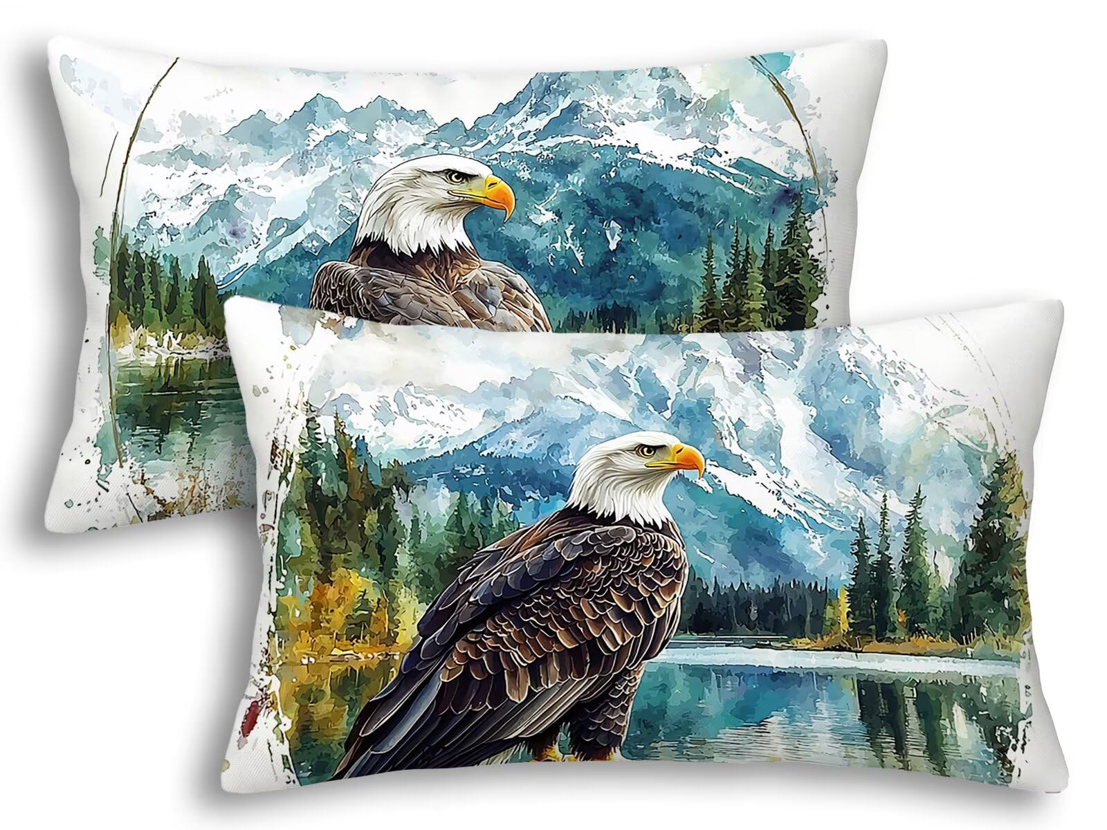 Taie d'oreiller 40x80 animal aigle lot de 2 housses de coussin rectangulaires deco de maison