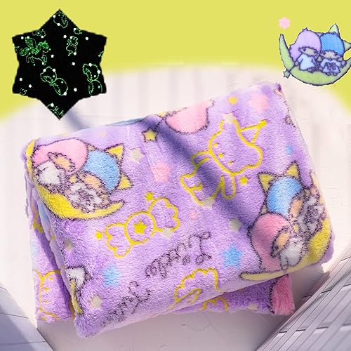 Best Gift Glow in The Dark Moon Throw Blanket with Storage Bag, Soft Throw Blanket for Girls Boys, Girls Blanket Gifts for Birthday Valentines Christmas, Kids Blanket, Home Travel Use, 60x50 Purple - Moon Purple