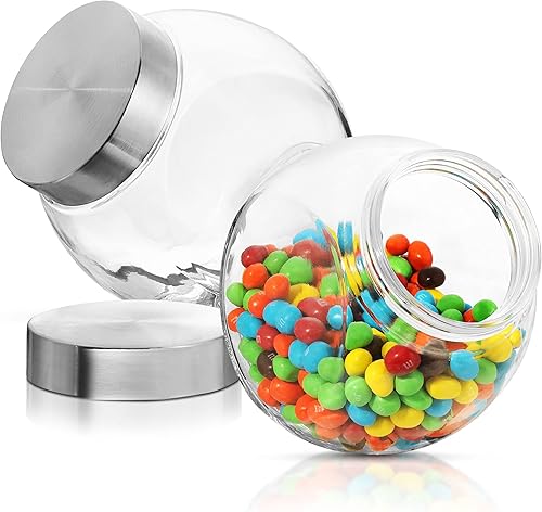 Miniatura 1 de Simpli-Magic Tarro de cristal para galletas (paquete de 2) con tapa de sellado hermético de plástico, pantalla de 2 vías, tarro de almacenamiento de