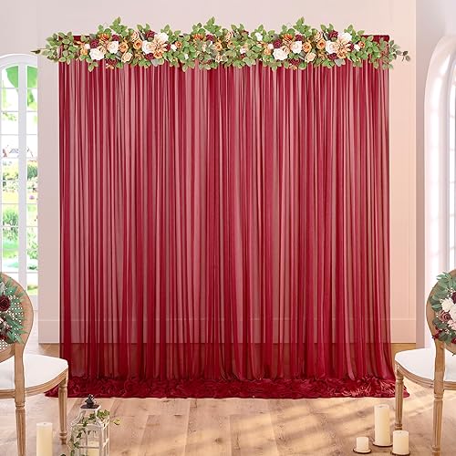 Miniatura 4 de Cortinas de fondo de tul transparente de 15 x 10 pies para fiestas, bodas, sin arrugas, sin arrugas