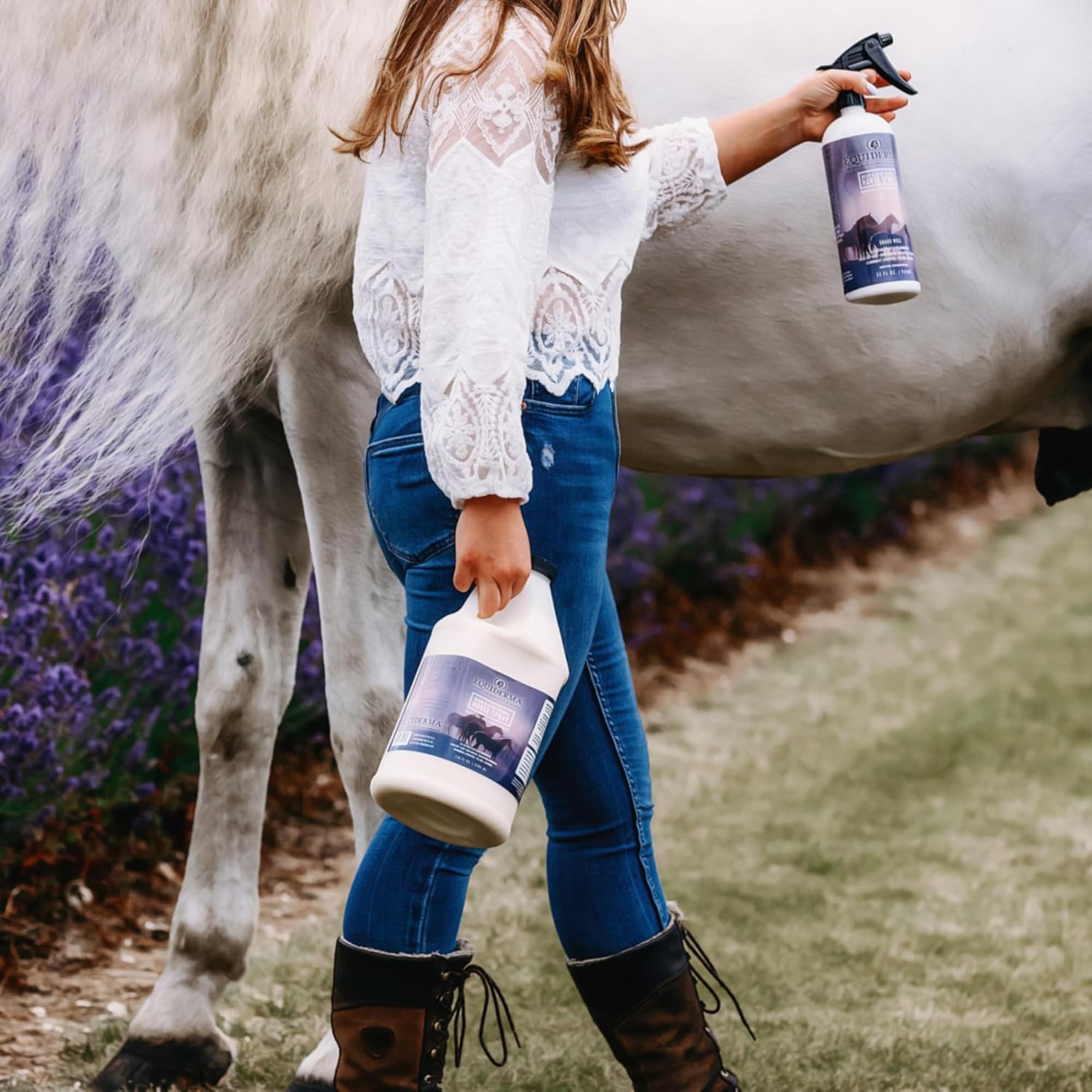 Equiderma Aloe Herbal Horse Spray Combo Pack – Includes 32oz Bottle + 1 Gallon Refill – Natural Eco-Safe Coat & Skin Conditioning Formula with Aloe & Essential Oils – Residue-Free Fresh Herbal Scent - image 3