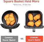 COSORI ProII Air Fryer Oven Combo, 5.8QT Max Xl Large Cooker with 12 One-Touch Saveable Custom Functions, Cookbook and Oneline Recipes, Nonstick and Dishwasher-Safe Detachable Square Basket