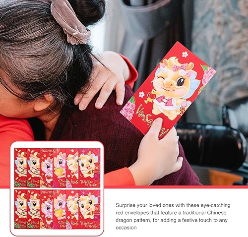 Miniatura 8 de 30 sobres rojos chinos, sobres de dinero de la suerte 2024, paquete de sobres de año nuevo chino del año del dragón Hong Bao sobres decorativos
