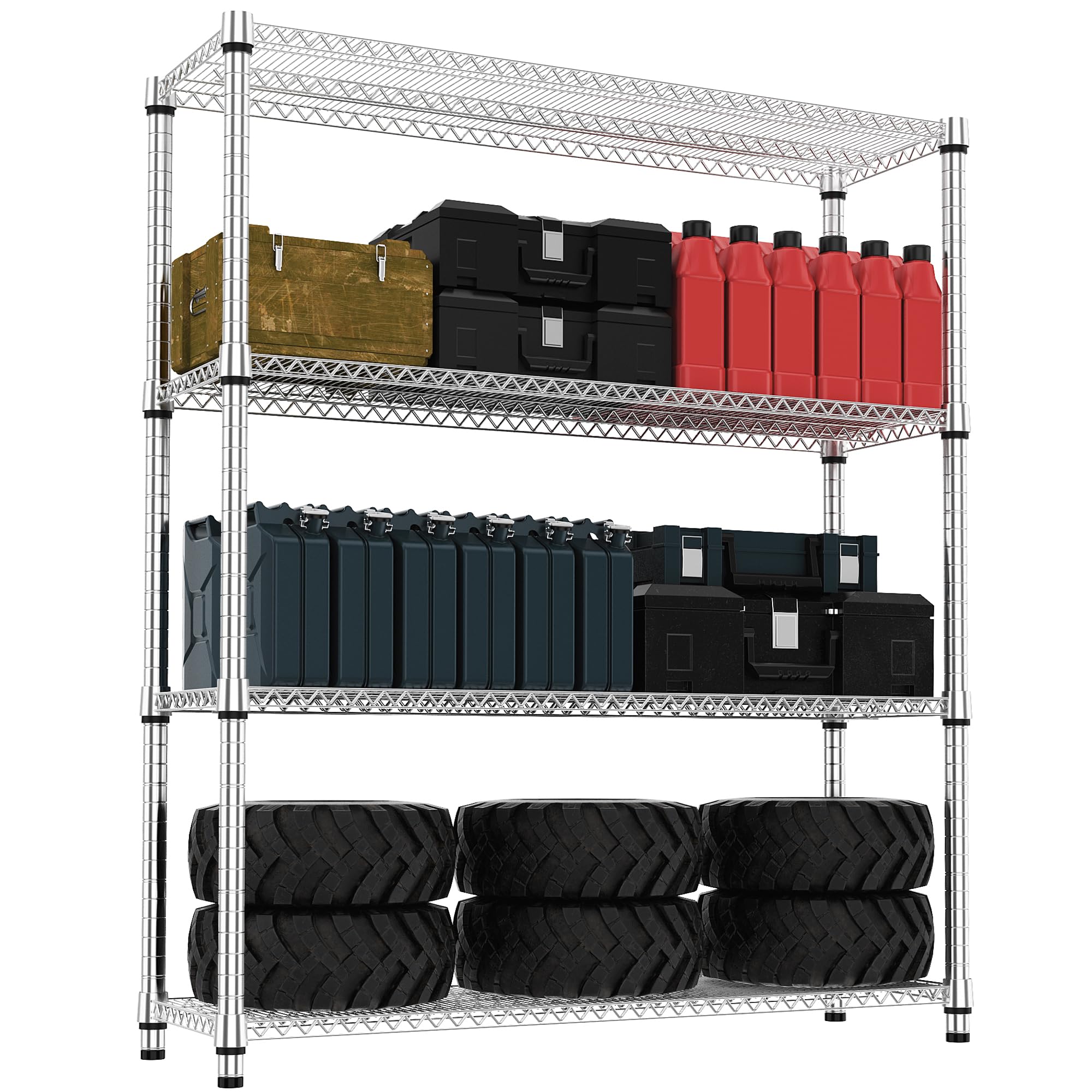 4 Tiers Shelf 2640 lbs Steel Storage Shelving Utility Shelving Unit Steel Organizer Wire Rack for Home Kitchen