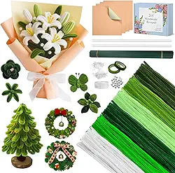 AZEAM 630 peças de limpeza de cachimbo artesanal, 500 peças de limpador de cachimbo verde a granel com hastes de chenille de 6 cores para kit de flores, bastões felpudos, pastel, fofos, para